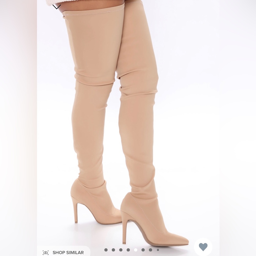 Brand new. Never worn, thigh high boots